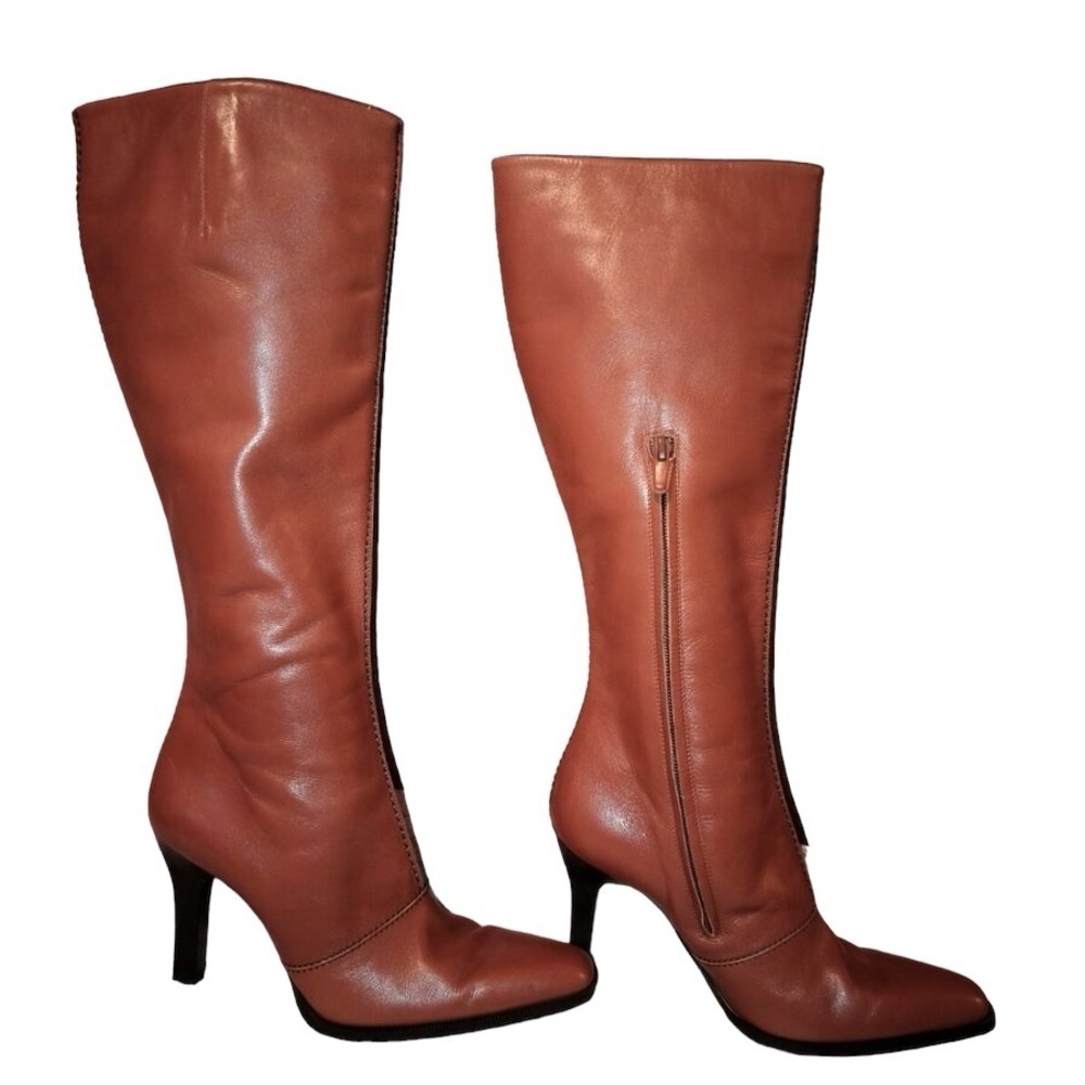 Tod’s / Leather Tall Boots Italy cognac brown 39 9